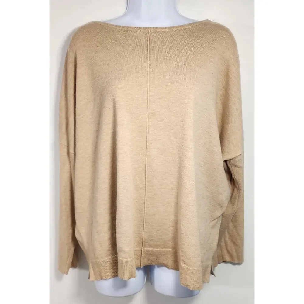 Chico's Beige Knit Sweater SIZE 3/XL Dolman Sleeve Soft Lightweight Top